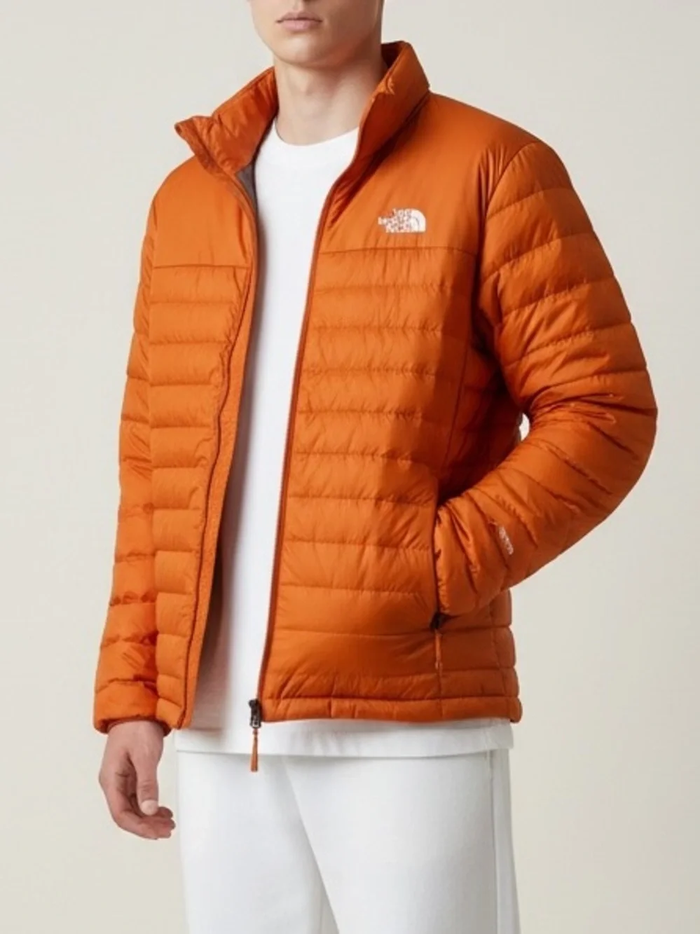 The North Face Men’s Orange Lightweight Quilted Puffer Jacket- Small